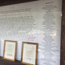 A list of the dozens of volunteers and businesses who helped the church's restoration.